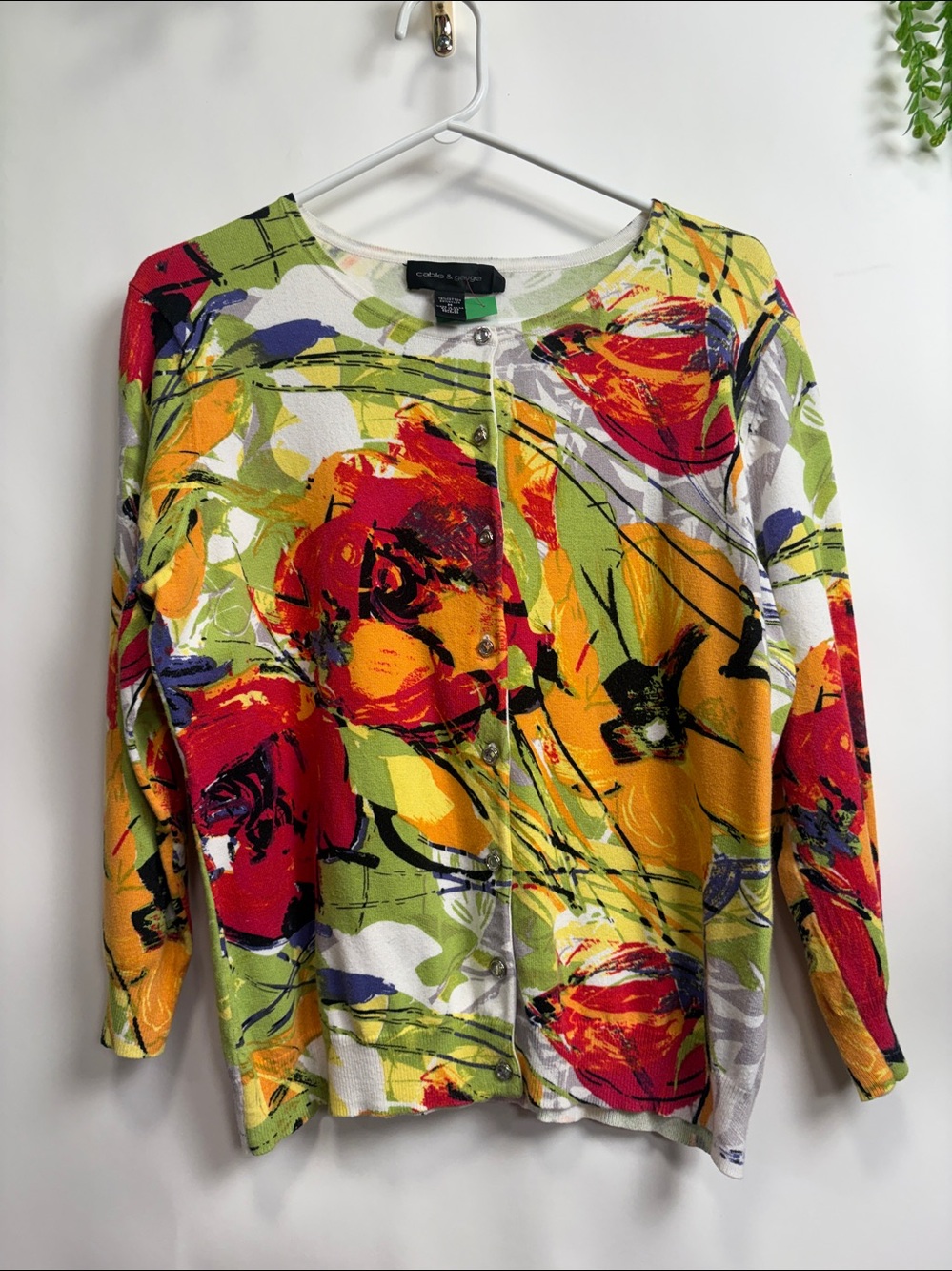 Cable & Gauge Red and Yellow Graphic Crew Neck Sweater